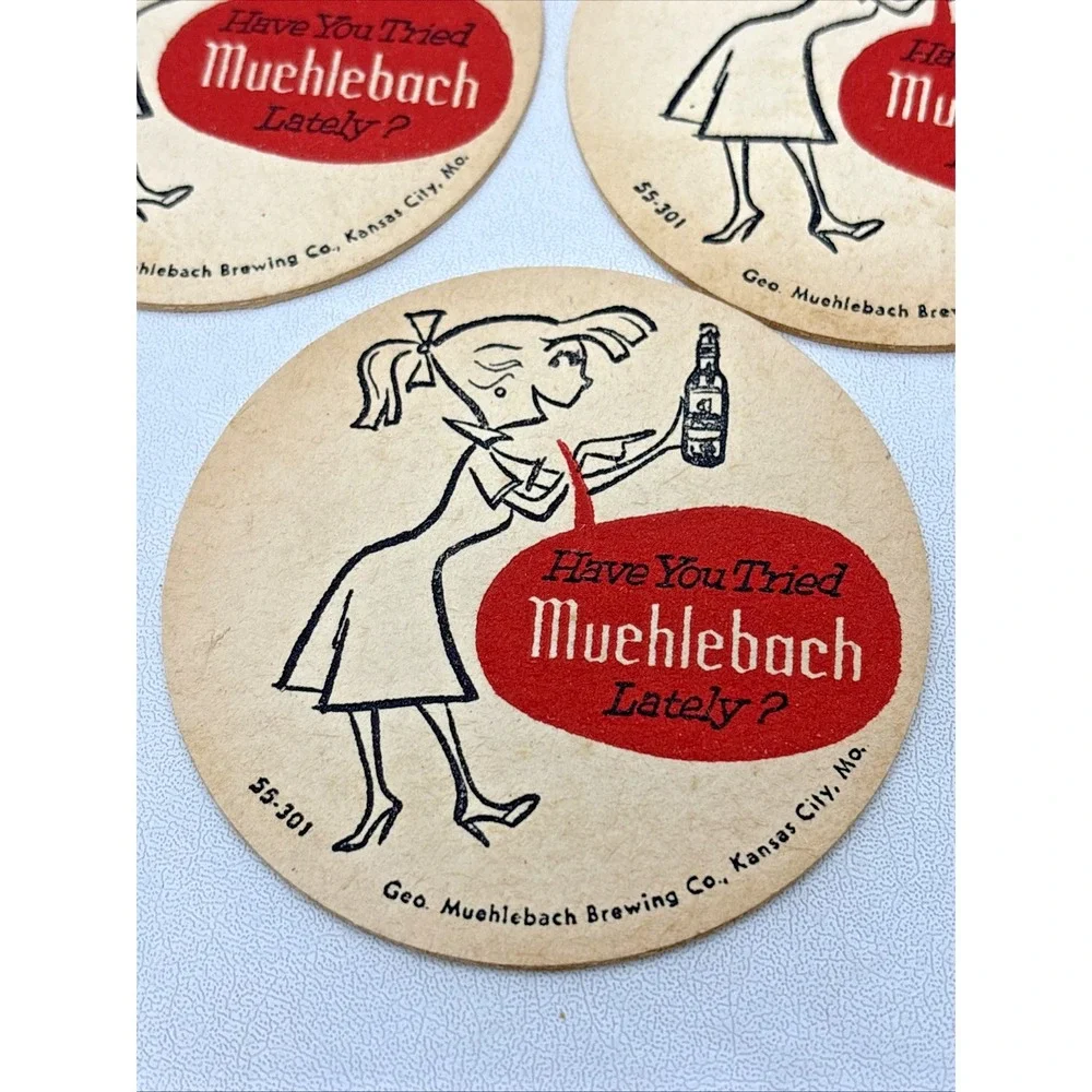 Vintage Have You Tried Muehlebach Lately? Beer Coasters Kansas City Rare 50s Bar